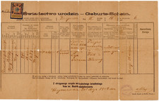 Birth Certificate for Jente Glücksmann of Krzywcze (now Ukraine). Rare cancel. picture