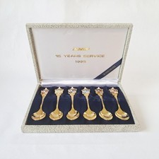 Mikimoto Pearl Spoons Set 6 Gold Plated AMP 15 Years Service 1995 Boxed 13cm picture