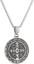 Collar Colgante Religiosa Medalla De San Benito De Acero Inoxidable picture
