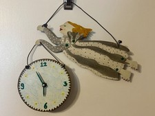Judie Bomberger clock Vintage Flying Angel Holding Clock 11” Rare picture