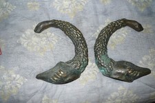 Extremely Unique Pair of Heavy Handmade Bronze or Brass Serpent Bookends picture