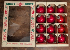 VTG Shiny Brite Glass Christmas Tree Ornaments 12-Pack 1.5