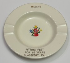 Vintage Millers Shoe Store Ashtray Glassport Pa. picture