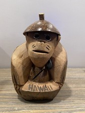 HAWAIIAN COCONUT MONKEY BANK HAND CRAVED picture