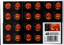 USPS JACK O LANTERN BOOKLET OF 20 FIRST CLASS LETTER STAMPS picture