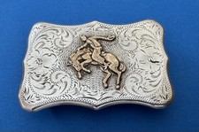 VTG Diablo Sterling Silver Bronc Buster Saddle Bronc Rodeo Trophy Belt Buckle picture