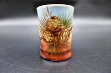 Vintage M.W. Poole Hand Painted Bavaria Pine Cone Matchstick Holder Gold Trim picture