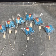 lot of 7 vintage NOS flocked blue elephant picks picture