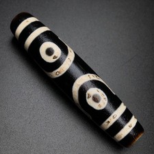 Vintage Tibetan Old Agate Dzi Bead 3 Eyed Amulet Pendant Protection 58×13mm picture
