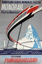 First Release 1959 TWA Monorail Poster Disneyland FULL SIZE attraction 36x54 picture