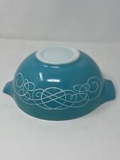 Vtg PYREX Turquoise Blue Scroll Swirl Cinderella Mixing Bowl 2 1/2 Qt. Promo picture