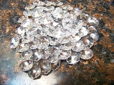 BULK 500 - 14MM AAA 2 HOLE CLEAR CRYSTAL BEADS DIY CHANDELIER CHAIN PART picture