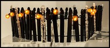 Dept 56 Halloween  Fence with Skeletons 53059 & Jack-O-Lantern Light String Work picture