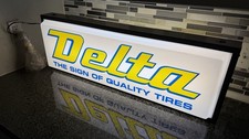 FREE SHIPPING Vintage 1990s NOS Delta Tires Double-Sided Lighted Sign Rare picture