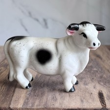 Antique Hand-Painted Ceramic Cow Figurine Vintage Japan Farmhouse Decor picture
