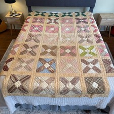 Antique Handmade 19th Century Patchwork Friendship Signature Quilt Calico 76x82 picture