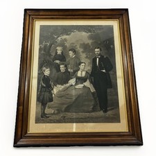 Antique General Ulysses S Grant His Family Print Wood Framed John Sartain 33x27 picture