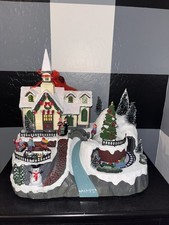 Martha Stewart Animated Musical Christmas Village Church Rotating Train LED Deco picture