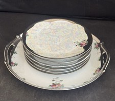 Vintage Set Of Luster Ware Porcelain Jorgensen Bavaria 6/ 6” & 1/ 9.5” picture