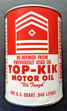 1960's  TOP-KIK Red  / White Cardboard Oil Can w/ Metal Top & Bottom  NOS picture