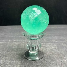340g Natural Green Fluorite Quartz Sphere Crystal Energy Ball Reiki Decor picture