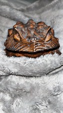 Japanese Vintage Cryptomeria/Sugi wood carved toad picture