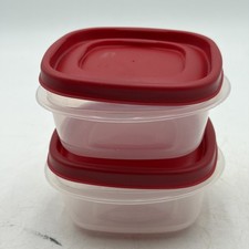Rubbermaid #7J56 Food Storage Containers 1.25 Cup W/Red Lid Set of 2 Made USA picture