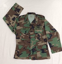 Vintage 1999 US Navy Officer Woodland BDU Jacket L Captain Submarine Insignia picture
