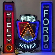 Huge 3 Ford Shelby Sign Flex LED Neon Steel Case lamp Cobra Truck Mustang GT500 picture