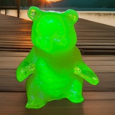 Rare Vintage Mosser Vaseline Uranium UV Glow monster bear Marked Logo “M” 4”x3” picture