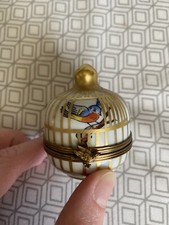 LIMOGES Trinket Box. Made In FRANCE. Song Birds In A Cage, Musical Notes Inside. picture