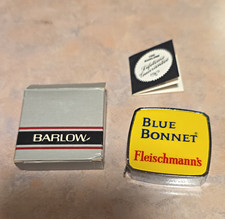 Barlow Vintage Advertising Tape Measure w/ Box, Blue Bonnet Fleischmann's NOS picture
