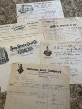 Antique BILLHEADS 1910-1920 ILLUSTRATED Lot PA Ohio Mass KY NYC Lead Dairy Erie picture