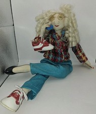 Vtg Large OOAK Art Doll Fanning Sparks Jill Maas? Crazy Blonde Shoe Lady Sitting picture