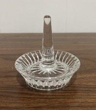 Vintage Clear Cut Crystal Glass Ring Holder Jewelry Dish Ring Tree 3.25
