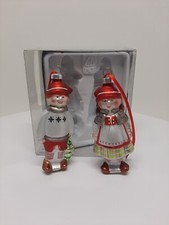 IKEA Girl and Boy YRSNO Glass Tree Hanging Christmas Ornament Decoration D32 picture