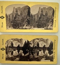 2 Yosemite Stereoviews Three Brothers New H Series American Views c1870s picture