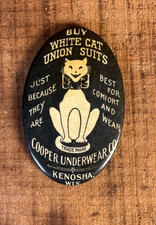 Antique Celluloid Pocket Mirror Copper Underwear Union White Suits picture