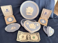 Vintage Wedgwood Blue Jasperware Collection – 7 Piece Lot – Trinket Boxes, Plate picture