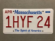 MASSACHUSETTS LICENSE PLATE SPIRIT OF AMERICA RANDOM LETTERS/NUMBERS FAIR COND. picture