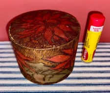Antique Tiny c.1900 Christmas Band Box with Poinsettias, Mount Washington Box Co picture
