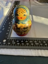 Vintage Russian Nesting Dolls Matryoshka 5pc Set Girl Holding Cat Kitty Wood picture