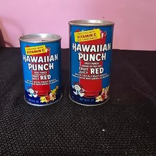 Vintage Hawaiian Punch Juice Tin Cans 8 oz and 12 oz Set picture