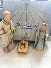 Fenton “Holy Family” Nativity 3pc Handpainted Glass Set Mary Joseph Jesus N5280 picture
