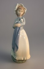 Lladro Nao #241 Girl Holding Puppy in Blanket Collectible Porcelain Figurine picture