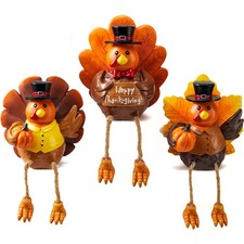 JOYIN 3 PCS Thanksgiving Turkey Tabletop Centerpiece Resin Figurines picture