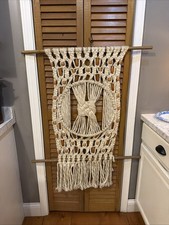 Vintage 1970's Boho Macrame Huge pocket Wall Hanging Decor Folk Art 40” x 18.5” picture