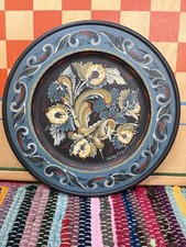 Vtg Rosemaling Hand Painted Folk Art Wall Tray 2002 Scandinavian 12” W Signed picture