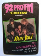 Bon Jovi Cinderella Backstage Concert Pass Original 1987 Hard Rock Music Vintage picture