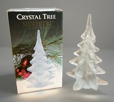 VTG Silvestri Clear & Green Crystal Art Glass Christmas Tree, 61/4 w Orig Box picture